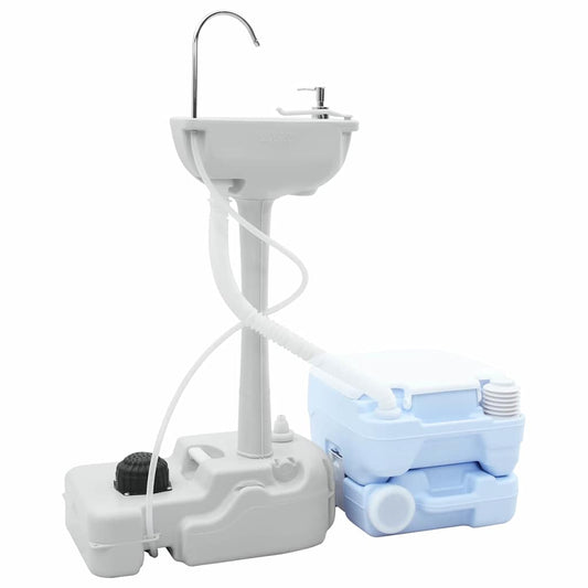 Camping Toilet Set 2 pcs Blue and White Camping Toilet Set 2 pcs Blue and White