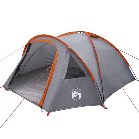 Camping Tent Grey and orange 308 x 268 x 130 cm Polyester Camping Tent Grey and orange 308 x 268 x 130 cm Polyester