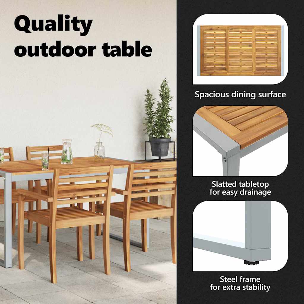 Garden Table Grey 140 x 80 x 75 cm Solid Acacia Wood