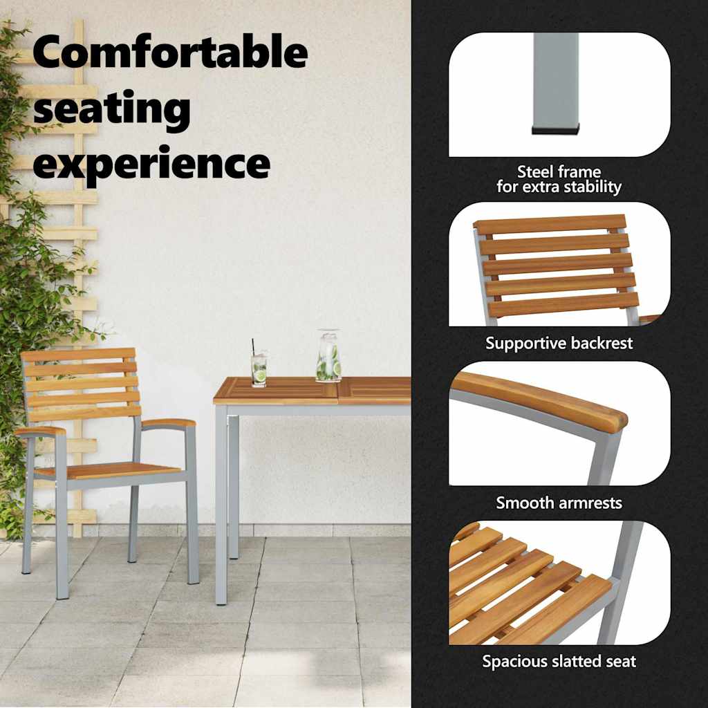 Garden Chair 2 pcs Brown 56 x 57 x 87 cm Solid Acacia Wood
