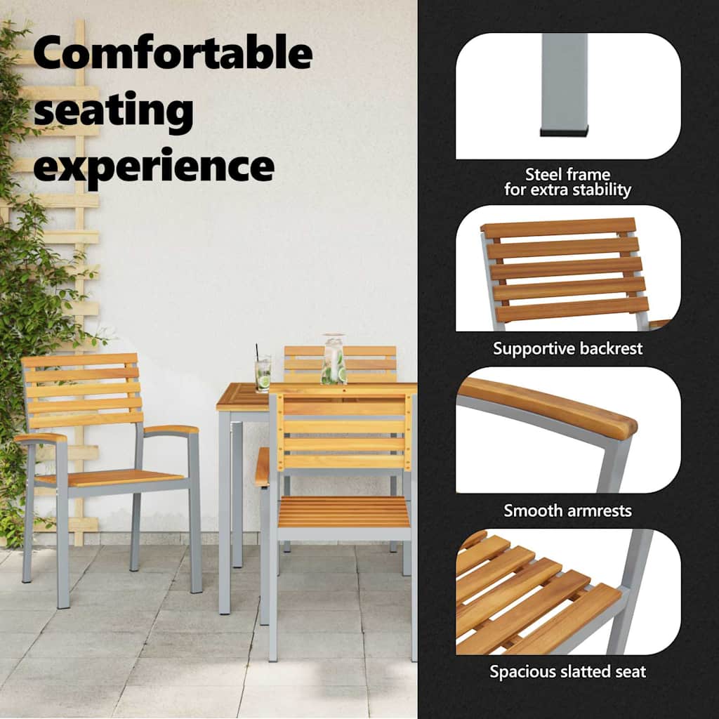 Garden Chair 4 pcs Brown 56 x 57 x 87 cm Solid Acacia Wood