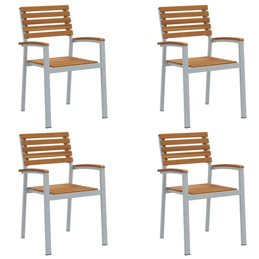 Garden Chair 4 pcs Brown Solid Acacia Wood Stackable Garden Chair 4 pcs Brown Solid Acacia Wood Stackable