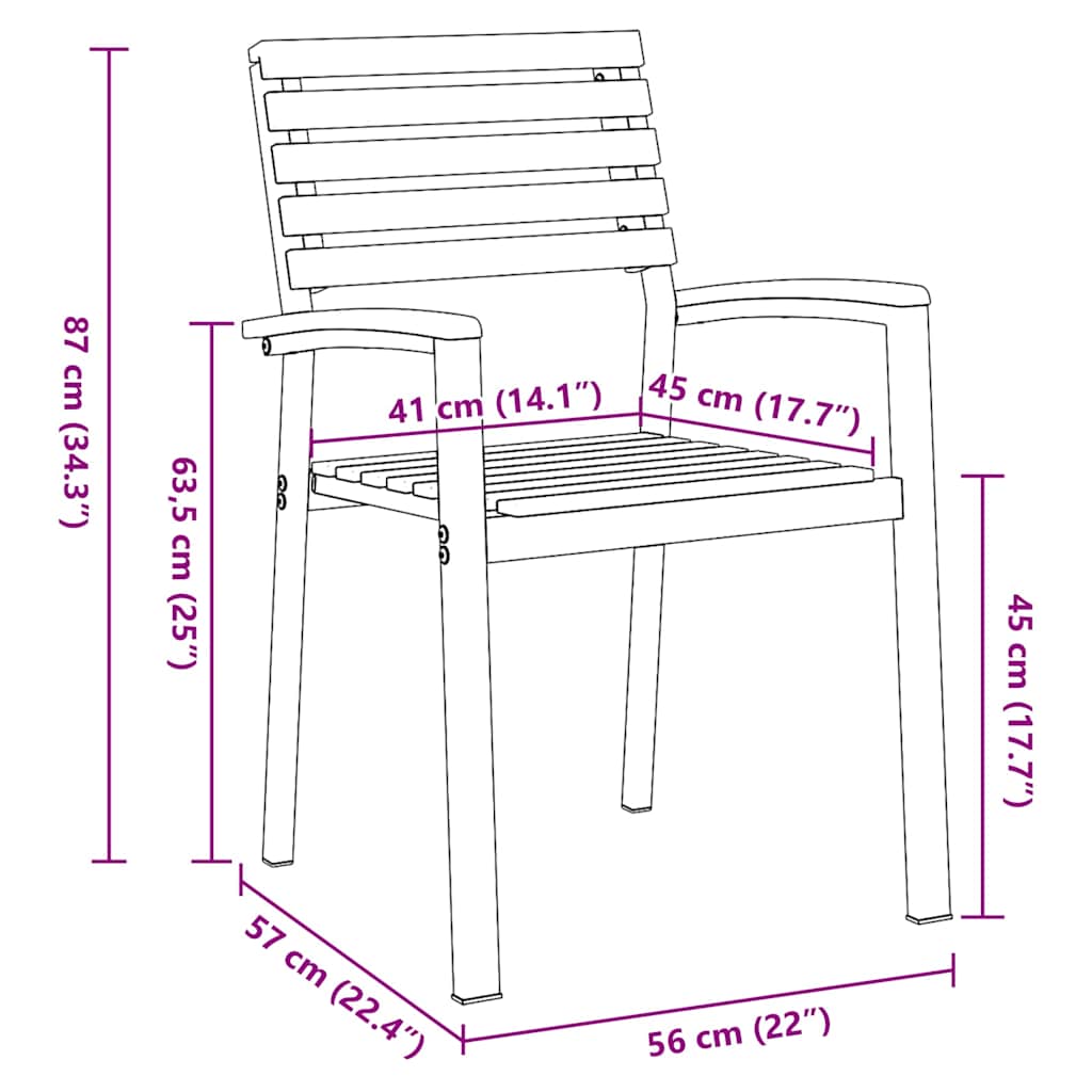 Garden Chair 4 pcs Brown 56 x 57 x 87 cm Solid Acacia Wood