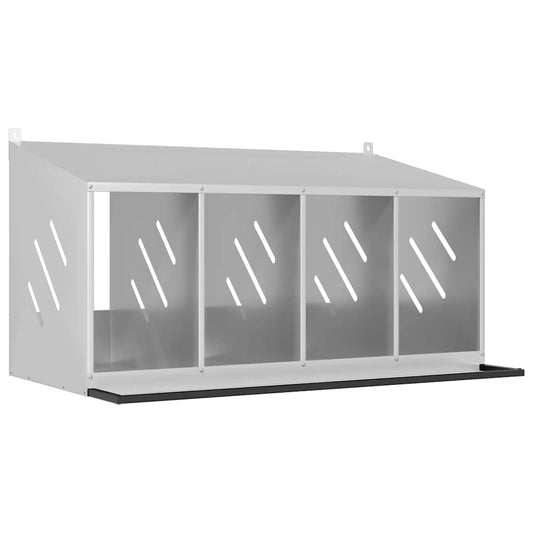 Chicken Nesting Box with 4 Compartments Galvanized Silver Metal Chicken Nesting Box with 4 Compartments Galvanized Silver Metal