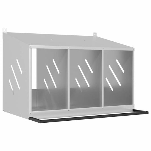 Chicken Nesting Box with 3 Compartments Galvanized Silver Metal Chicken Nesting Box with 3 Compartments Galvanized Silver Metal