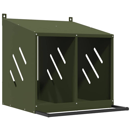 Chicken Nesting Box with 2 Compartments Olive Green Metal Chicken Nesting Box with 2 Compartments Olive Green Metal