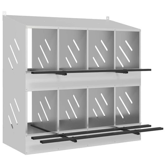 Chicken Nesting Box with 8 Compartments Galvanized Silver Metal Chicken Nesting Box with 8 Compartments Galvanized Silver Metal