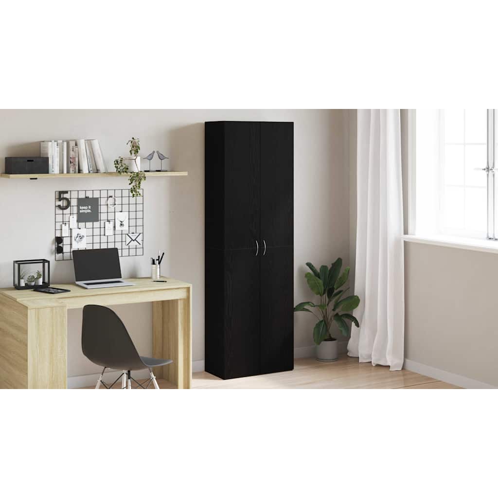 Office Cabinet Black Oak 60 x 32 x 190 cm Engineered Wood