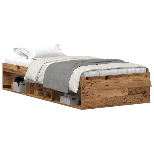 Bed Frame without Mattress Old Wood 75x190 cm Engineered Wood Bed Frame without Mattress Old Wood 75x190 cm Engineered Wood
