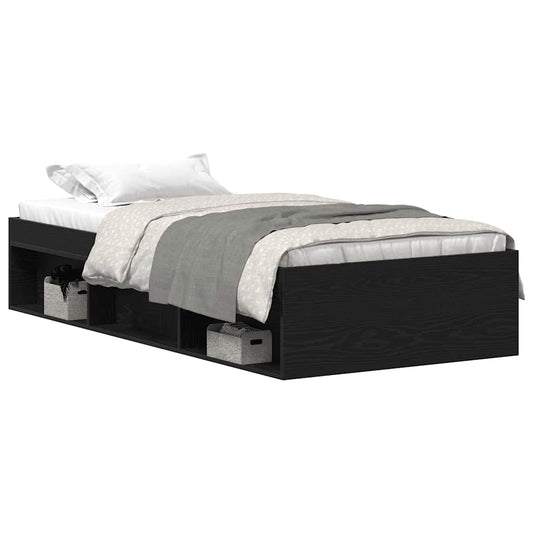 Bed Frame without Mattress Black Oak 75x190 cm Engineered Wood Bed Frame without Mattress Black Oak 75x190 cm Engineered Wood