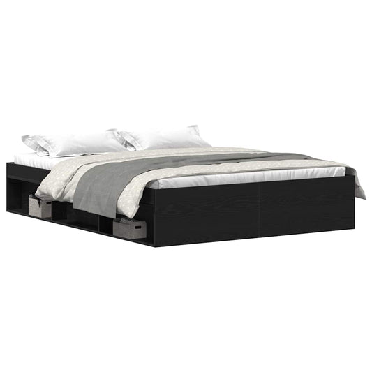 Bed Frame without Mattress Black Oak 150x200 cm Engineered Wood Bed Frame without Mattress Black Oak 150x200 cm Engineered Wood