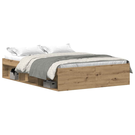 Bed Frame without Mattress Artisan Oak 135x190 cm Engineered Wood Bed Frame without Mattress Artisan Oak 135x190 cm Engineered Wood
