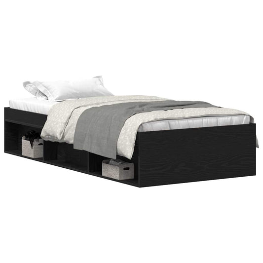 Bed Frame without Mattress Black Oak 90x190 cm Engineered Wood Bed Frame without Mattress Black Oak 90x190 cm Engineered Wood