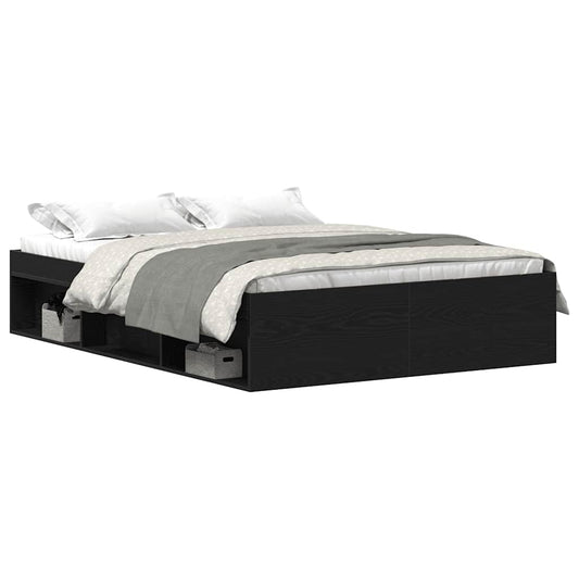 Bed Frame without Mattress Black Oak 140x190 cm Engineered Wood Bed Frame without Mattress Black Oak 140x190 cm Engineered Wood