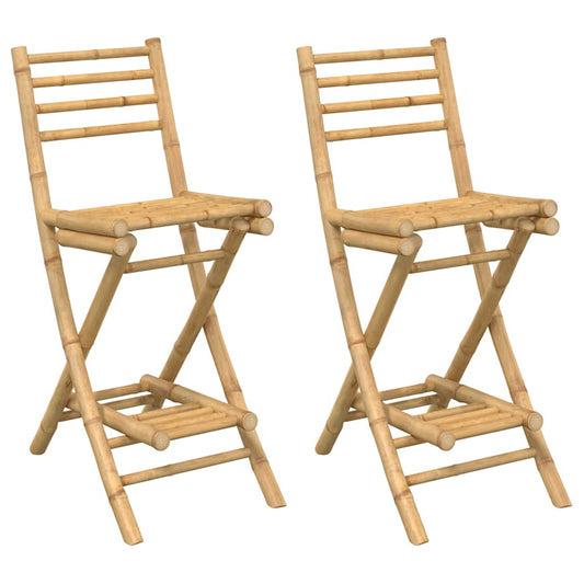 Outdoor Bar Stools with Footrests 2 pcs Foldable Bamboo Outdoor Bar Stools with Footrests 2 pcs Foldable Bamboo