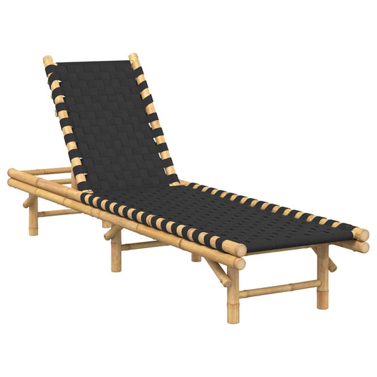Sun Lounger with Black Woven Webbing 55x200x30 cm Bamboo Sun Lounger with Black Woven Webbing 55x200x30 cm Bamboo