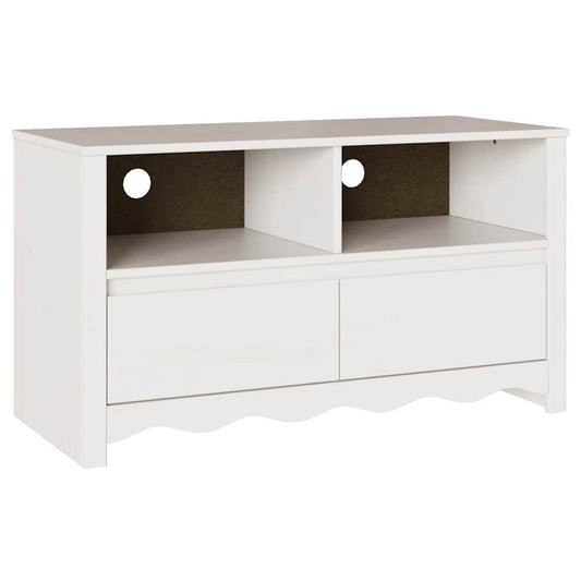 TV Cabinet Drammen White 99 x 43 x 55 cm Solid Pine wood TV Cabinet Drammen White 99 x 43 x 55 cm Solid Pine wood