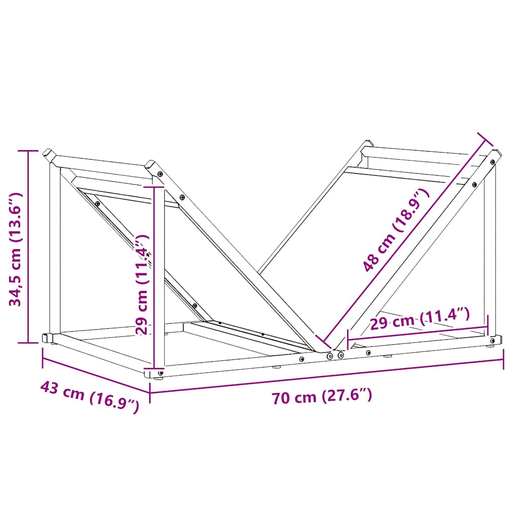 Firewood Rack Anthracite 70x43x34,5 cm Cold-rolled steel