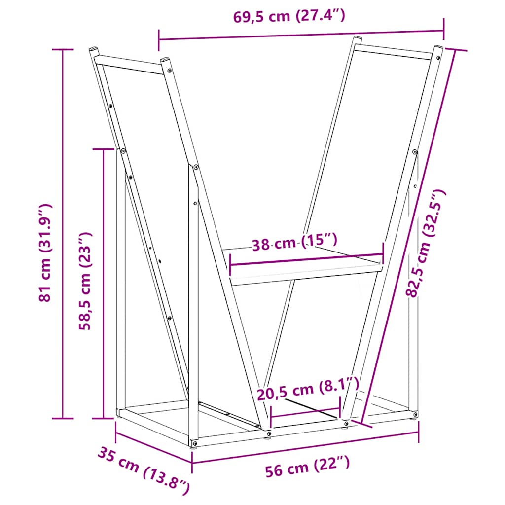 Firewood Rack White 69.5x35x81 cm Cold-rolled steel
