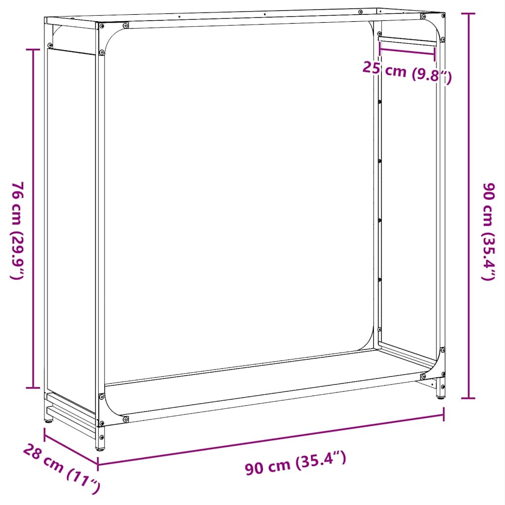 Firewood Rack White 90x28x90 cm Cold-rolled steel