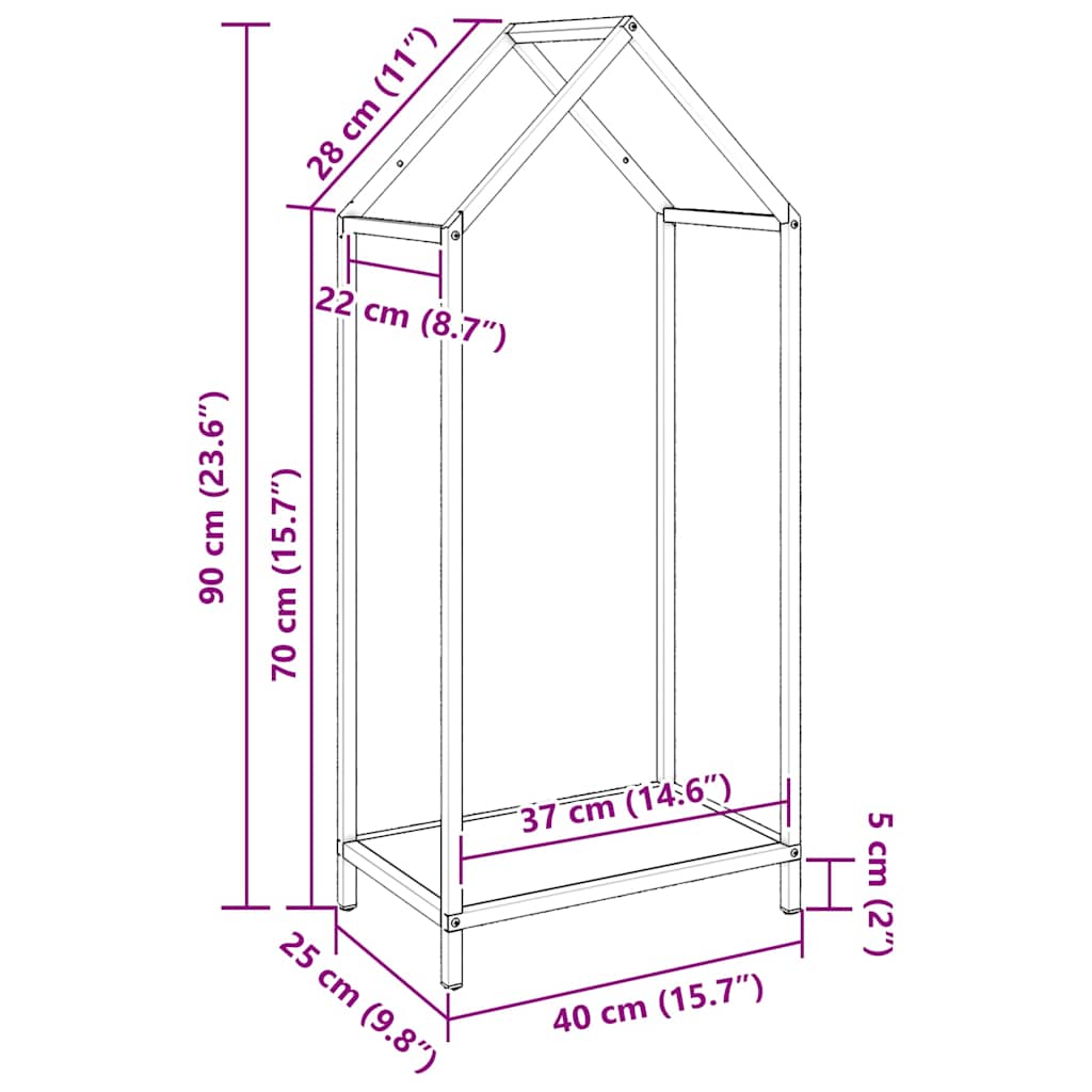 Firewood Rack White 40x25x90 cm Cold-rolled steel
