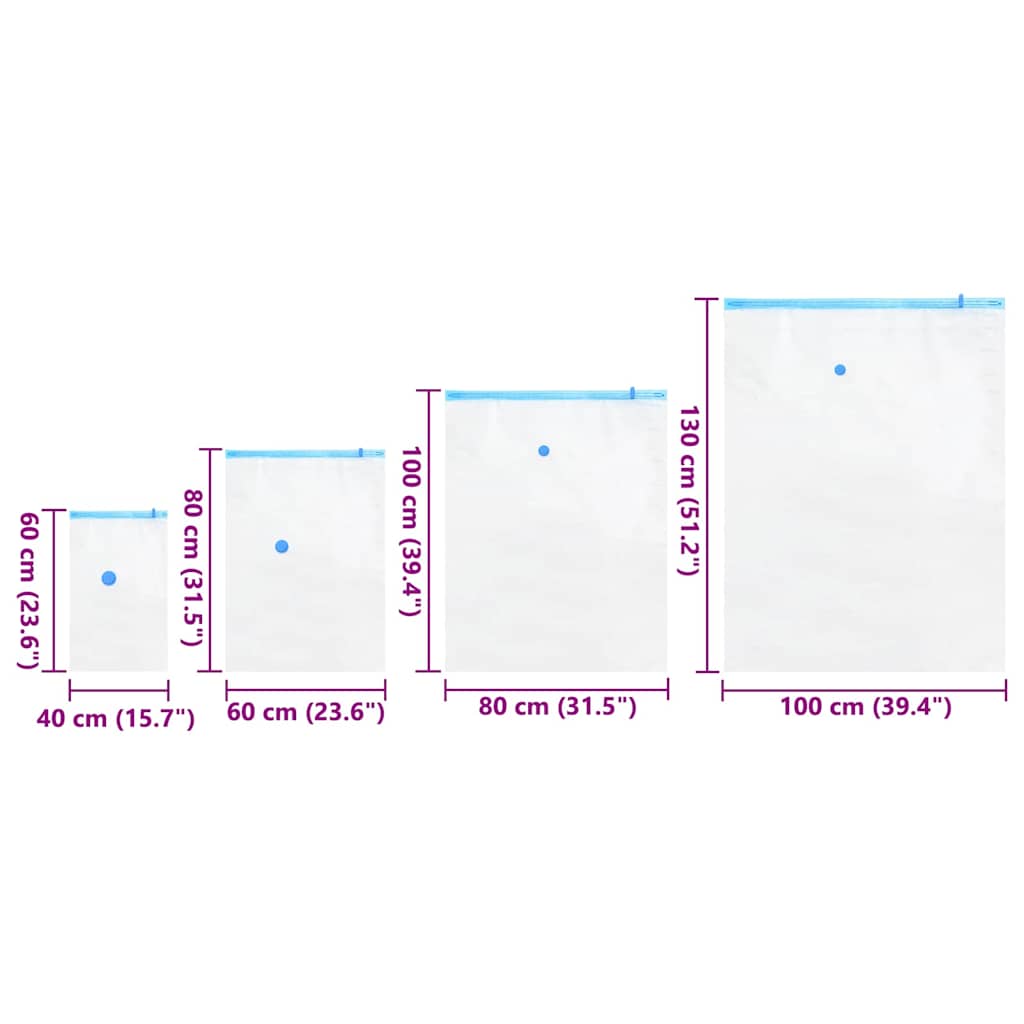 Storage Bags 15 pcs Transparent and Blue 130 x 100 cm