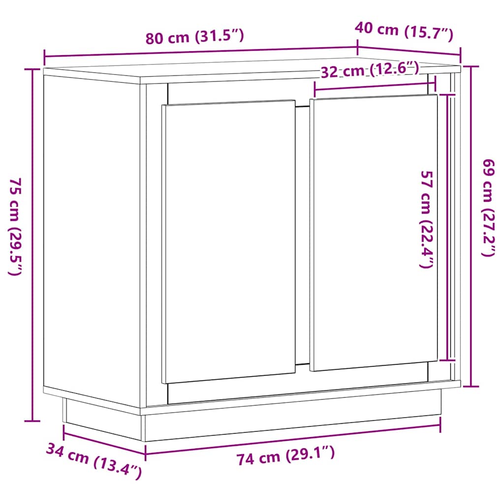 Sideboard Old Wood 80 x 40 x 75 cm Engineered Wood