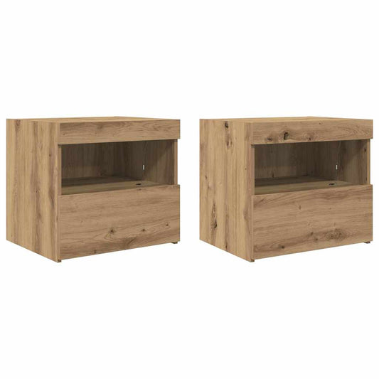 Bedside Cabinet with Drawer 2 pcs Artisan Oak 50 x 40 x 45 cm Bedside Cabinet with Drawer 2 pcs Artisan Oak 50 x 40 x 45 cm