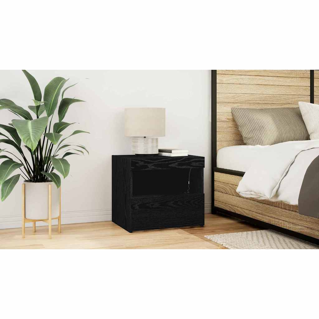 Bedside Cabinet Black Oak 50 x 40 x 45 cm Engineered Wood