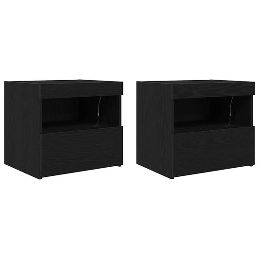 Bedside Cabinet 2 pcs Black Oak 50 x 40 x 45 cm Engineered Wood Bedside Cabinet 2 pcs Black Oak 50 x 40 x 45 cm Engineered Wood