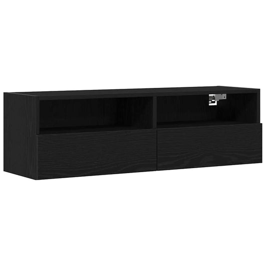 TV Wall Cabinet Black Oak 100 x 30 x 30 cm Engineered Wood TV Wall Cabinet Black Oak 100 x 30 x 30 cm Engineered Wood