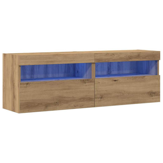 TV Wall Cabinet with LED 2 pcs Artisan oak 60 x 30 x 40 cm TV Wall Cabinet with LED 2 pcs Artisan oak 60 x 30 x 40 cm