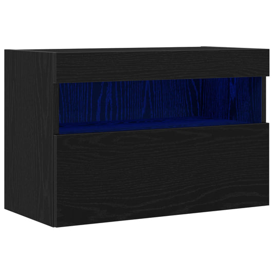 TV Wall Cabinet Black oak 60 x 30 x 40 cm Engineered Wood TV Wall Cabinet Black oak 60 x 30 x 40 cm Engineered Wood
