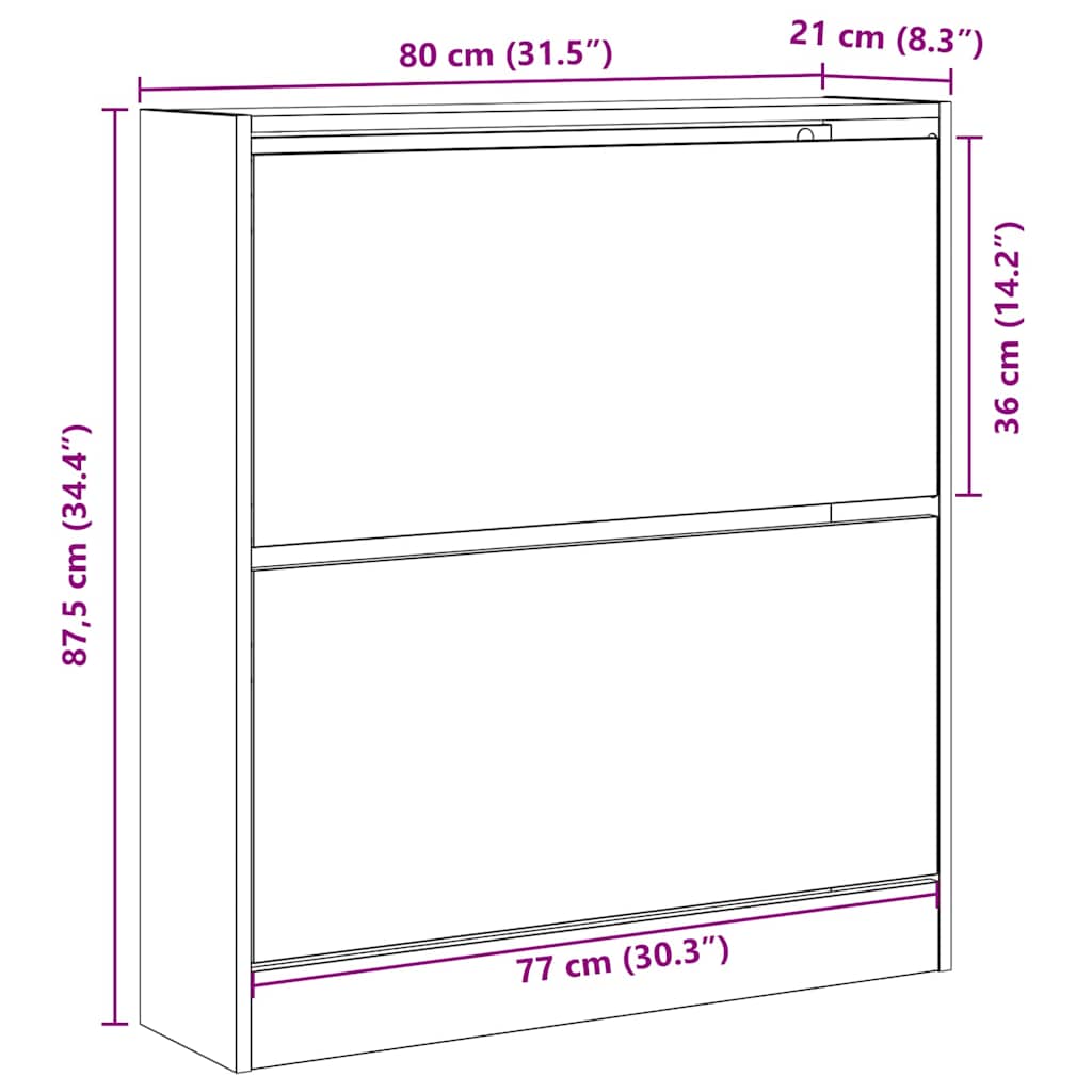 Shoe Cabinet 80 x 21 x 87.5 cm Engineered Wood Black Oak