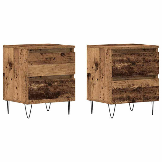 Bedside Cabinet 2 pcs Old wood 40 x 35 x 50 cm Engineered wood Bedside Cabinet 2 pcs Old wood 40 x 35 x 50 cm Engineered wood