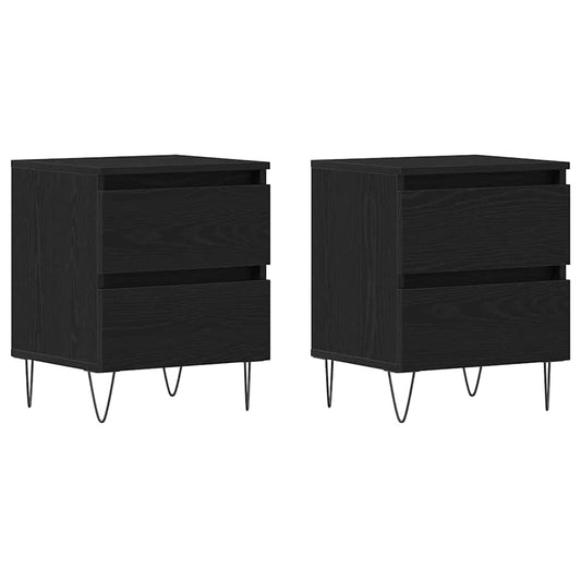 Bedside Cabinet 2 pcs Black oak 40 x 35 x 50 cm Engineered wood Bedside Cabinet 2 pcs Black oak 40 x 35 x 50 cm Engineered wood