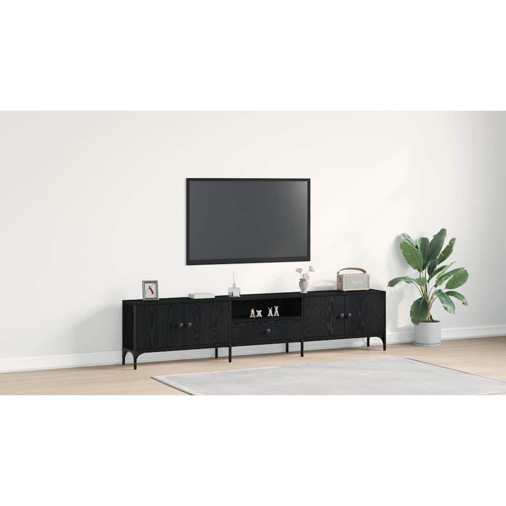 TV Cabinet Black oak 200 x 25 x 44 cm Engineered wood