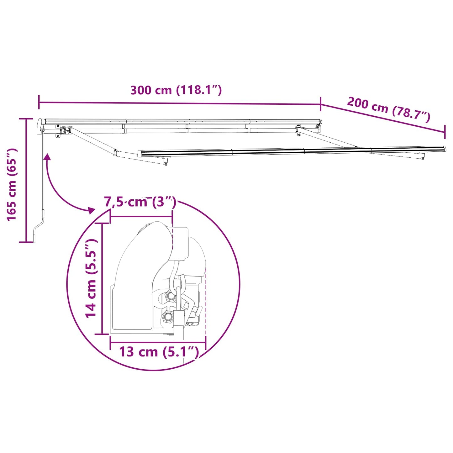 Retractable Awning Yellow 300 x 200 cm Fabric