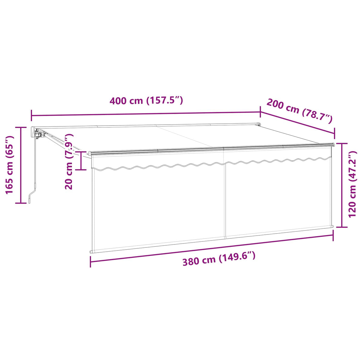 Manual Awning 4 x 2 m Anthracite 100% Polyester