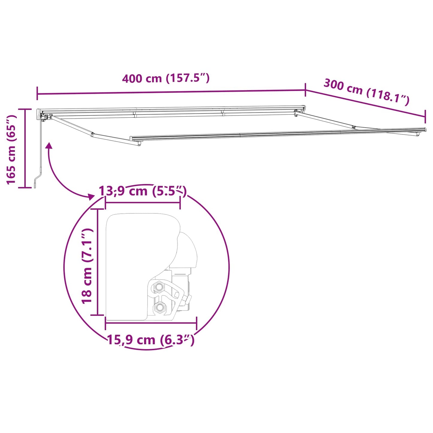 Awning Frame Anthracite and White 400 x 300 cm