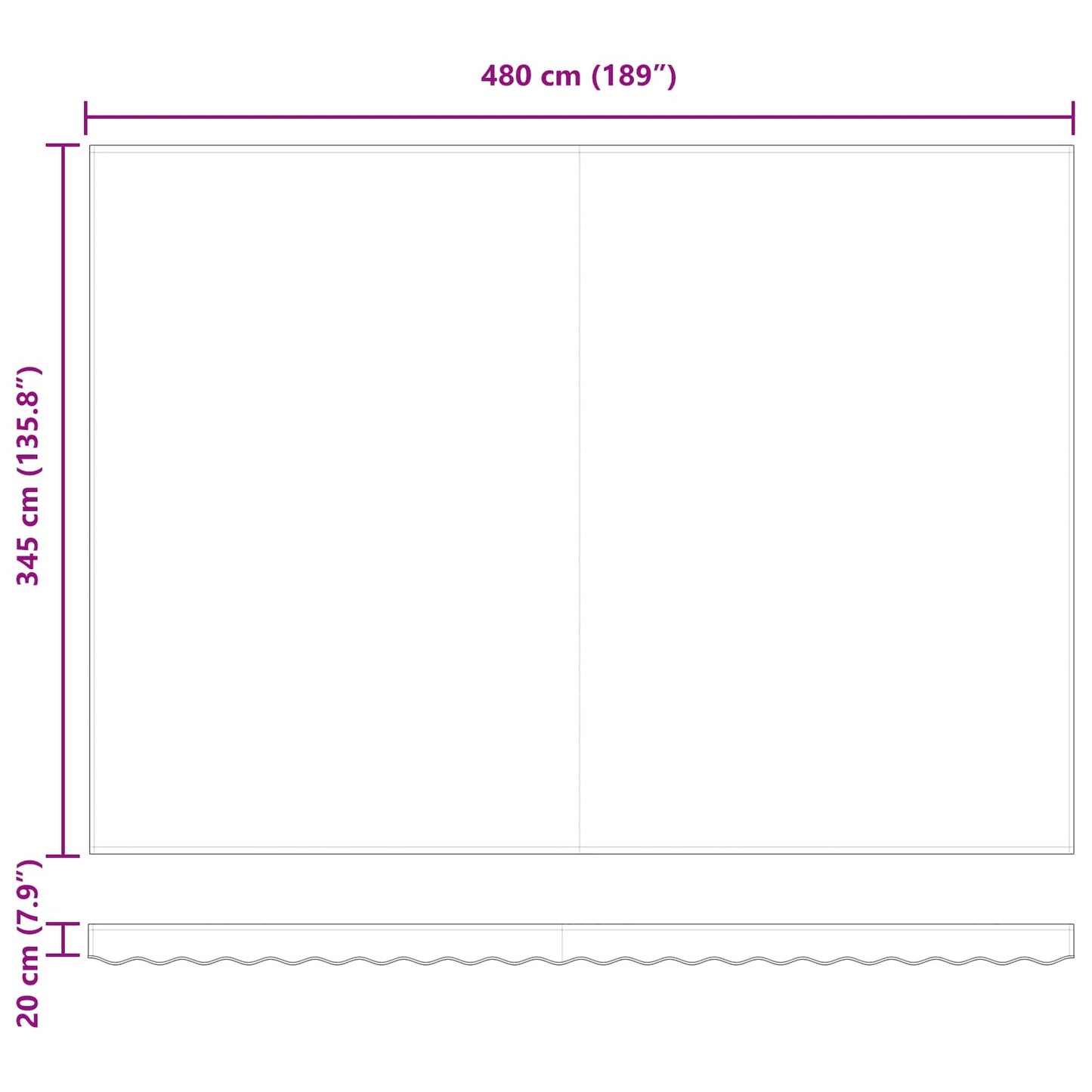 Retractable Awning White 500 x 350 cm Polyester and Aluminium