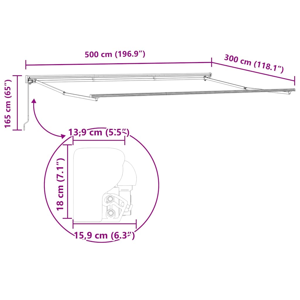 Awning Frame Retractable Anthracite 5 x 3 m Powder-coated Steel