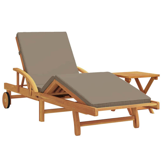 Sun Lounger 2 pcs Solid Acacia Wood Taupe Sun Lounger 2 pcs Solid Acacia Wood Taupe