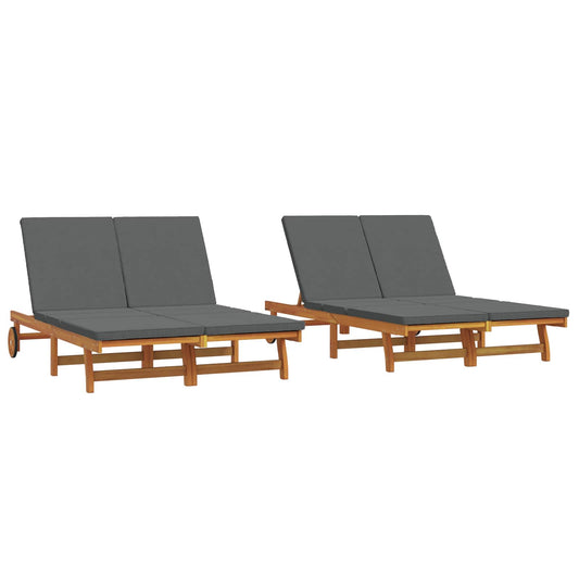 Sun Lounger Brown 125 x 200 x 84 cm Solid Acacia Wood Sun Lounger Brown 125 x 200 x 84 cm Solid Acacia Wood