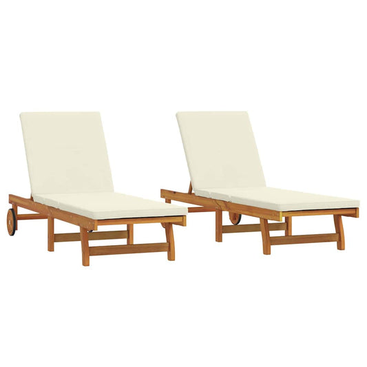 Sun Lounger 2 pcs Solid Acacia Wood Brown Sun Lounger 2 pcs Solid Acacia Wood Brown
