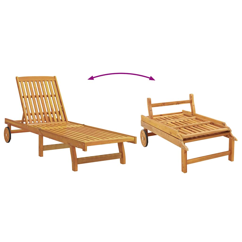 Sun Lounger | Set of 2 | Brown | Solid acacia wood | Standard | Foldable