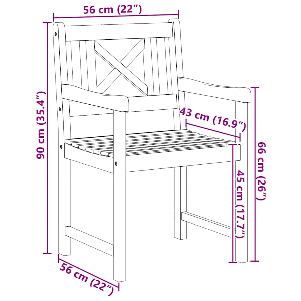 Garden Chairs 4 pcs Natural Solid Acacia Wood