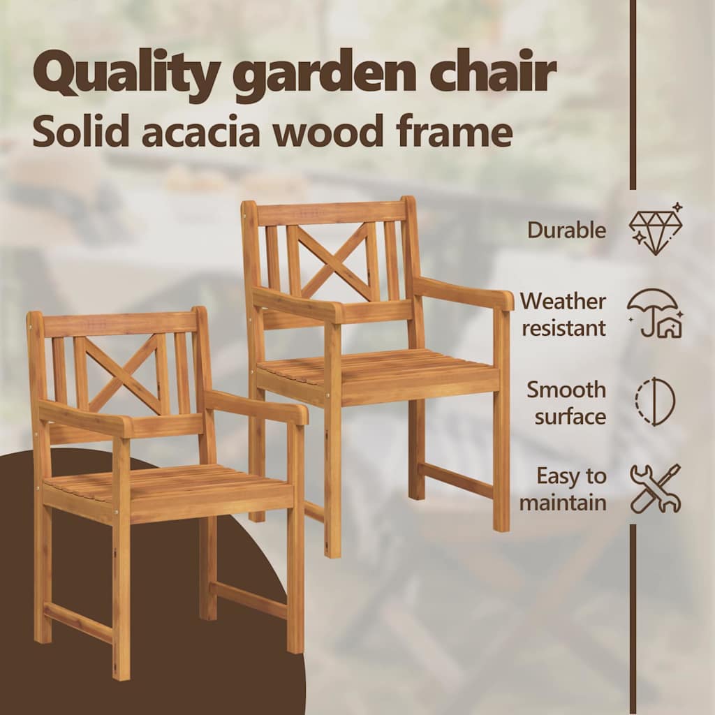 Garden Chairs 6 pcs Natural Solid Acacia Wood