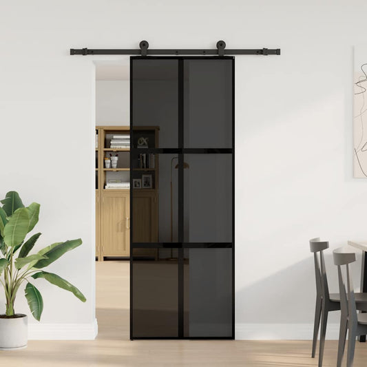 Sliding Door with Hardware Set 76x205 cm Tempered Glass&Aluminium Sliding Door with Hardware Set 76x205 cm Tempered Glass&Aluminium