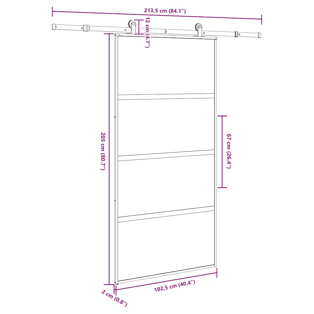 Sliding Door with Hardware Set 102.5x205 cm